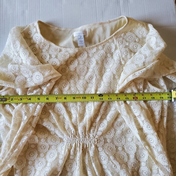 Chico's Lace Overlay Sheer Blouse with Batwing Sleeves - Picture 10 of 11